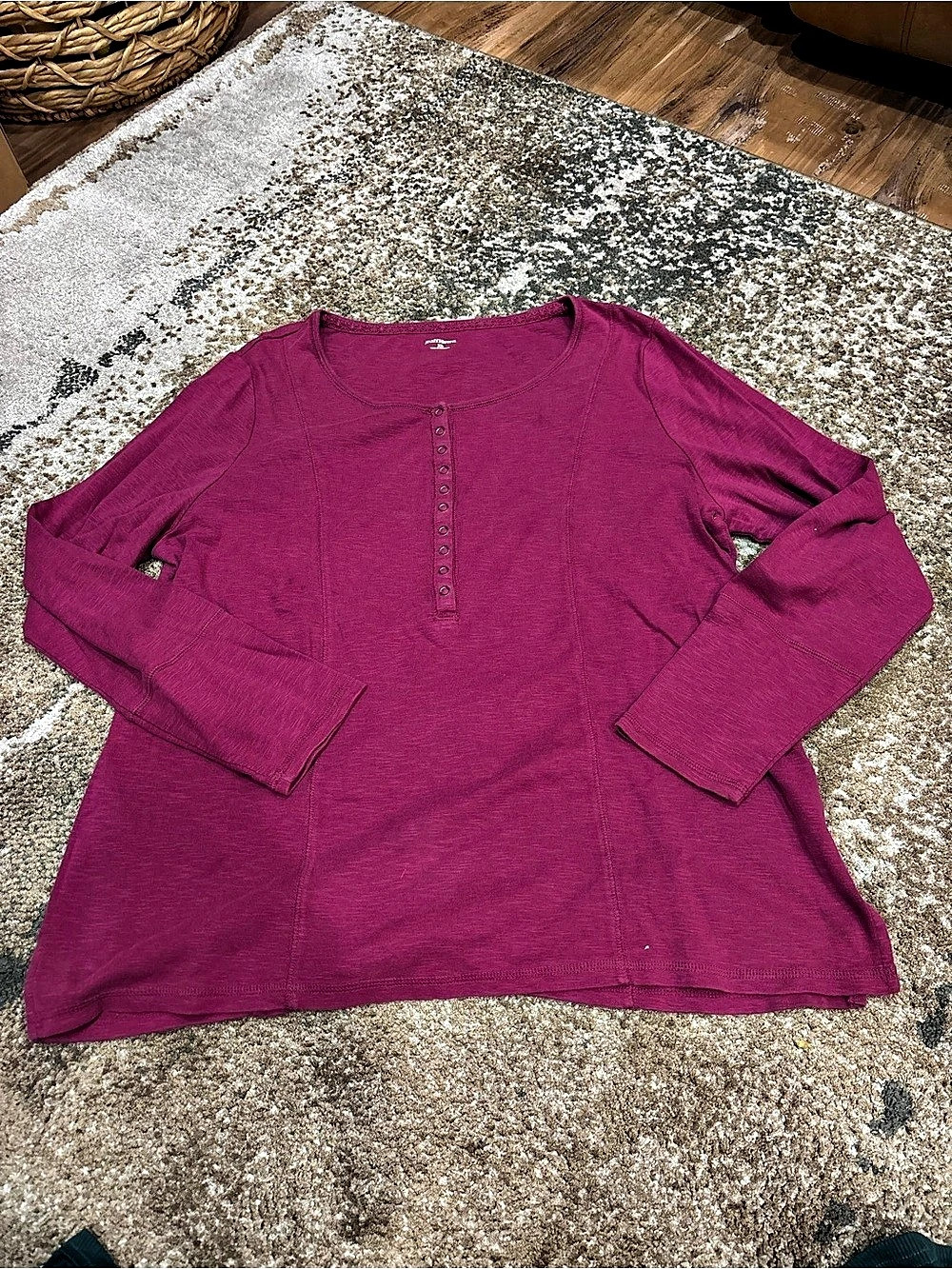 RuffHewn Long Sleeve Cotton Tee in Purple XL